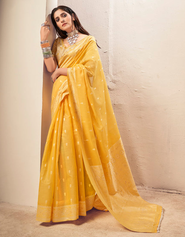 Malhari Cotton Saree Yellow (KV/V4)