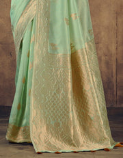 Mashru Cotton Silk Saree Mint Green (AV/V1)