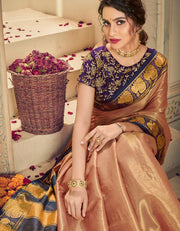 Morni Silk Zari Silk Saree Adobe Beige & Purple