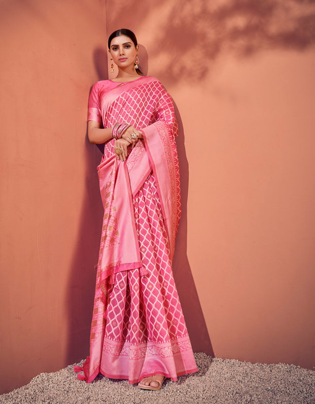Sur Mantra Cotton Saree Pink (KV/V2)
