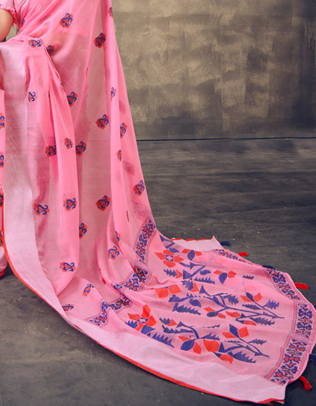 Cashmere Linen Saree Pink (LV/V1)