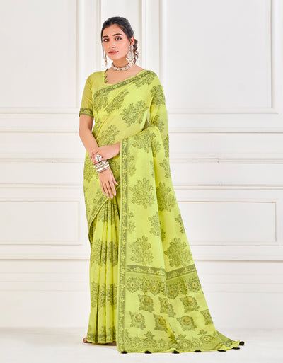LEILA Cotton Saree Green (KV/V1) – Aura Studio India