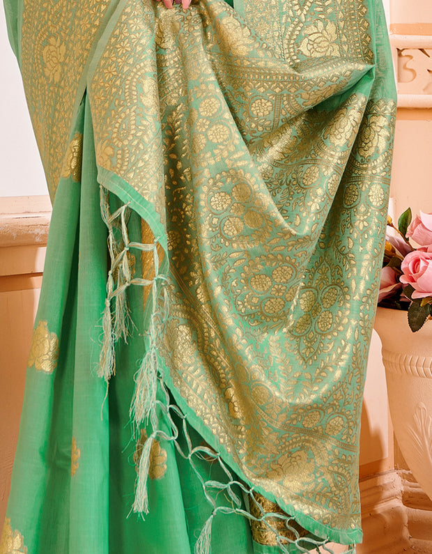 Aneri Cotton Silk Saree Green (AV/V2)
