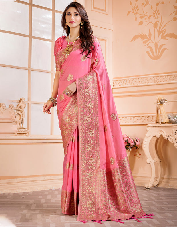 Aneri Cotton Silk Saree Pink (AV/V2)