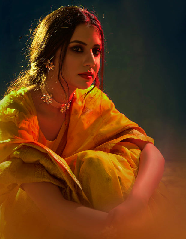 Anokha Mantra Cotton Saree Yellow
