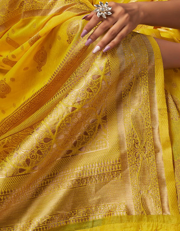 Anokha Mantra Cotton Saree Yellow