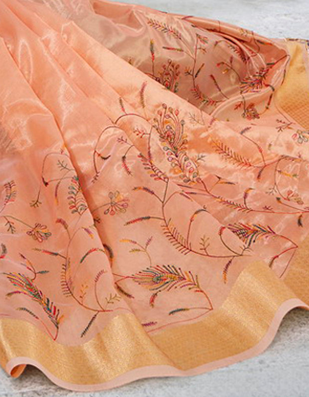 Kalakaari Cotton Silk Saree Light Orange (AV/V1)