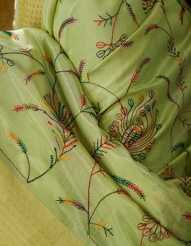 Kalakaari Cotton Silk Saree Pista Green (AV/V1)