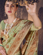 Kimaya Cotton Silk Saree Pista Green (AV/V1)