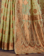Kimaya Cotton Silk Saree Pista Green (AV/V1)