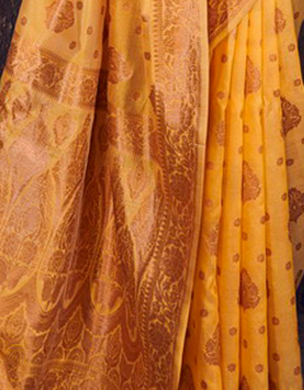 Kimaya Cotton Silk Saree Yellow (AV/V1)