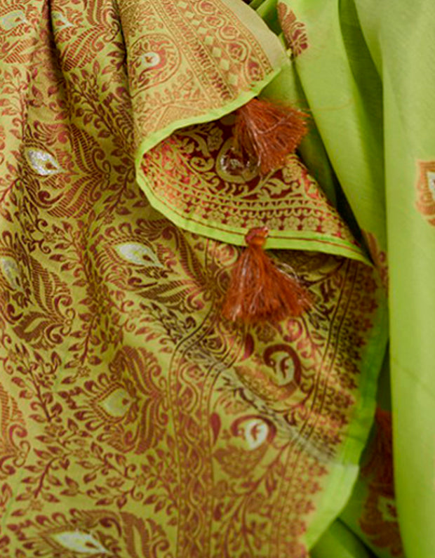 Kimaya Cotton Silk Saree Pista Green (AV/V2)