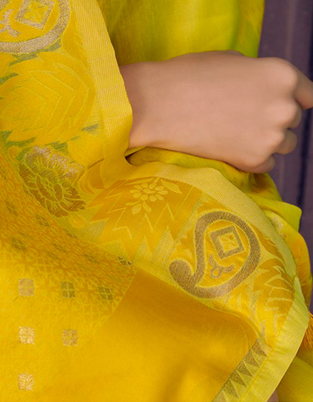 Design Mantra Cotton Saree Yellow