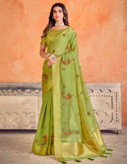 Kalakaari Cotton Silk Saree Pear Green (AV/V3)
