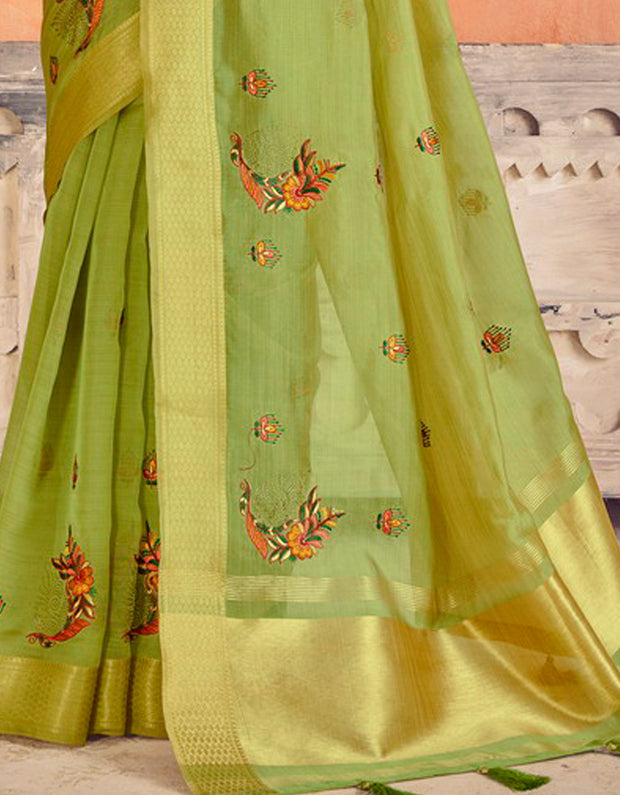 Kalakaari Cotton Silk Saree Pear Green (AV/V3)