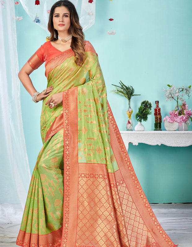 Indian Collection Cotton Saree Green
