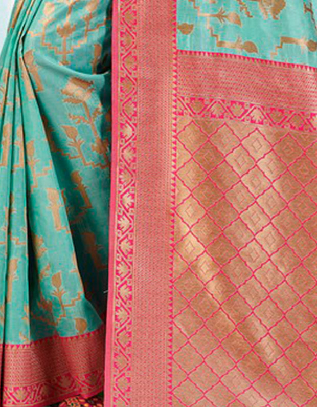 Indian Collection Cotton Saree Sea Blue