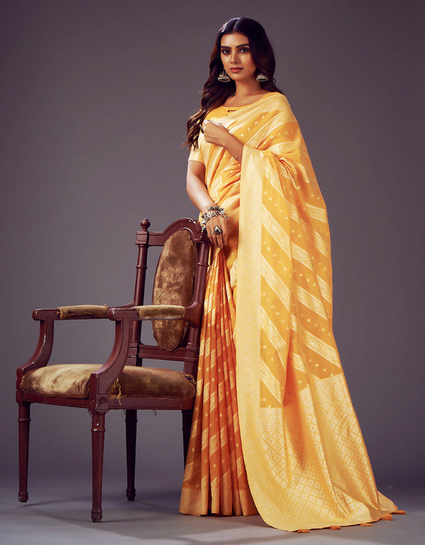 Ashavali Bandhej Saree Yellow (KV/V2)