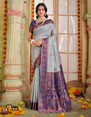 Ashavali Cotton Saree Light Blue (KV/V5)