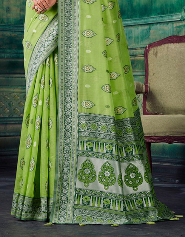 Malhari Cotton Saree Green (KV/V10)