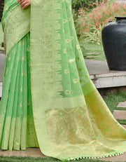 Malhari Cotton Saree Fern Green (KV/V2)