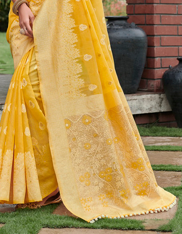 Malhari Cotton Saree Yellow (KV/V2)