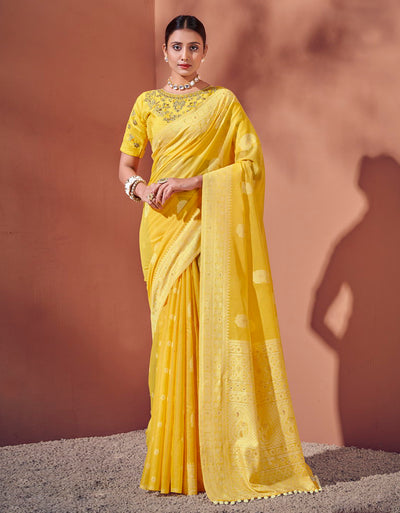 Malhari Cotton Saree Yellow (KV/V3)