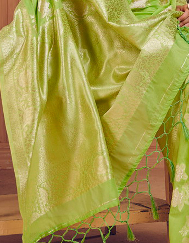 Sattika Cotton Saree Lime Green (KV/V2)