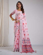 Luxe Linen Saree Pink (LV/V1)