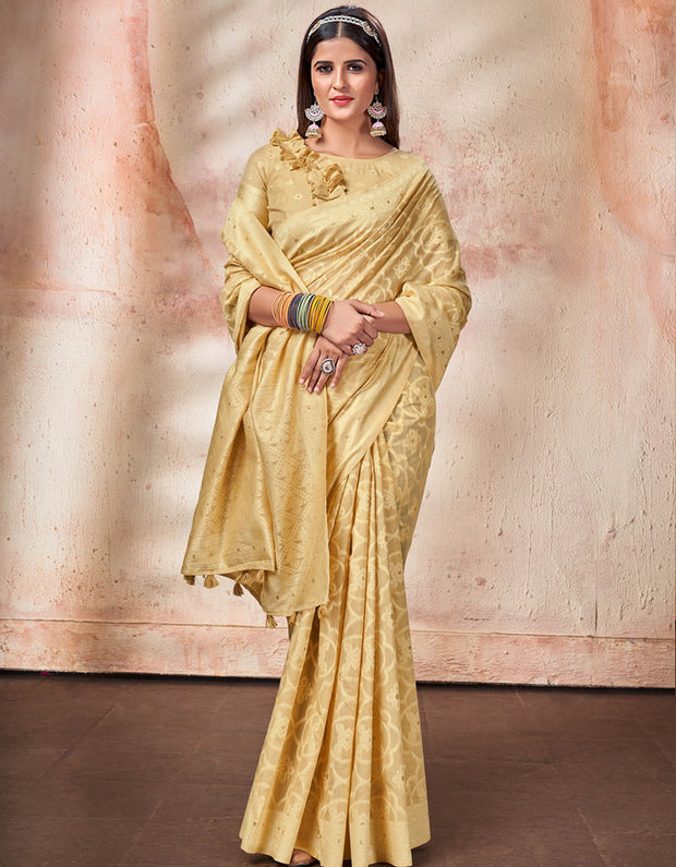 Ashavali Bandhej Saree Macaroon Yellow (KV/V3)
