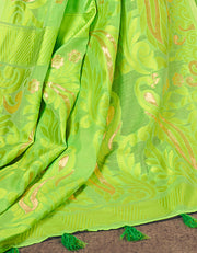 Mantram Harini Cotton Saree Lime Green