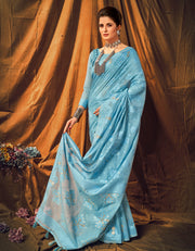 Mantram Ishara Cotton Saree Blue