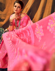 Mantram Ishara Cotton Saree Pink
