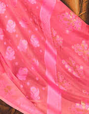 Mantram Ishara Cotton Saree Pink