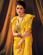 Mantram Ishara Cotton Saree Yellow