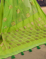 Mantram Manika Cotton Saree Pear Green