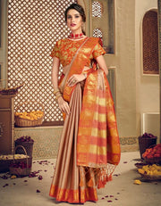 Morni Silk Zari Silk Saree Adobe Beige & Orange