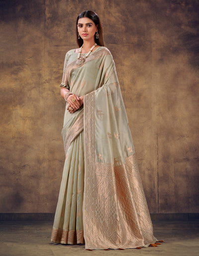 LEILA Cotton Saree Green (KV/V1) – Aura Studio India