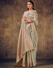 Mashru Cotton Silk Saree Grey (AV/V1)