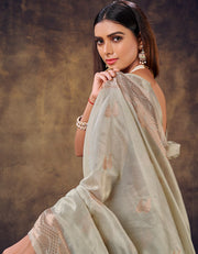 Mashru Cotton Silk Saree Grey (AV/V1)