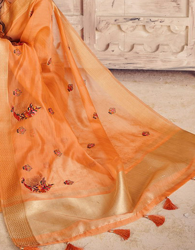 Kalakaari Cotton Silk Saree Orange (AV/V3)