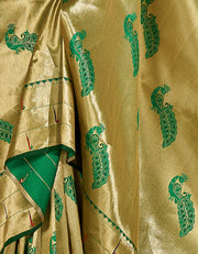 Pashu Silk Zari Silk Emerald Green