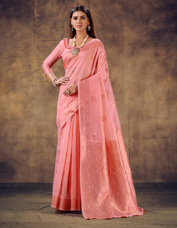 Mashru Cotton Silk Saree Pink (AV/V1)