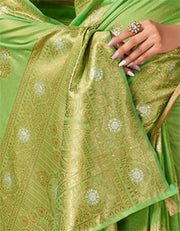 Prachin Sutra Cotton Saree Green