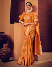 Prachin Sutra Cotton Saree Orange