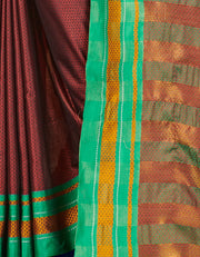 Rajlaxmi Khun Saree Maroon and Peacock Green