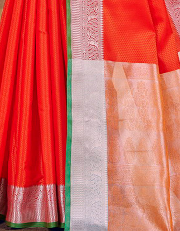 Rajsheela Khun Saree Orange Red
