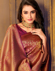 Silk Diamond Kanjivaram Silk Saree Dark Pink & Golden