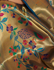 Silk Sanatan Cotton Saree Golden & Blue