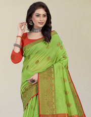Soham Ganga Cotton Saree Pear Green